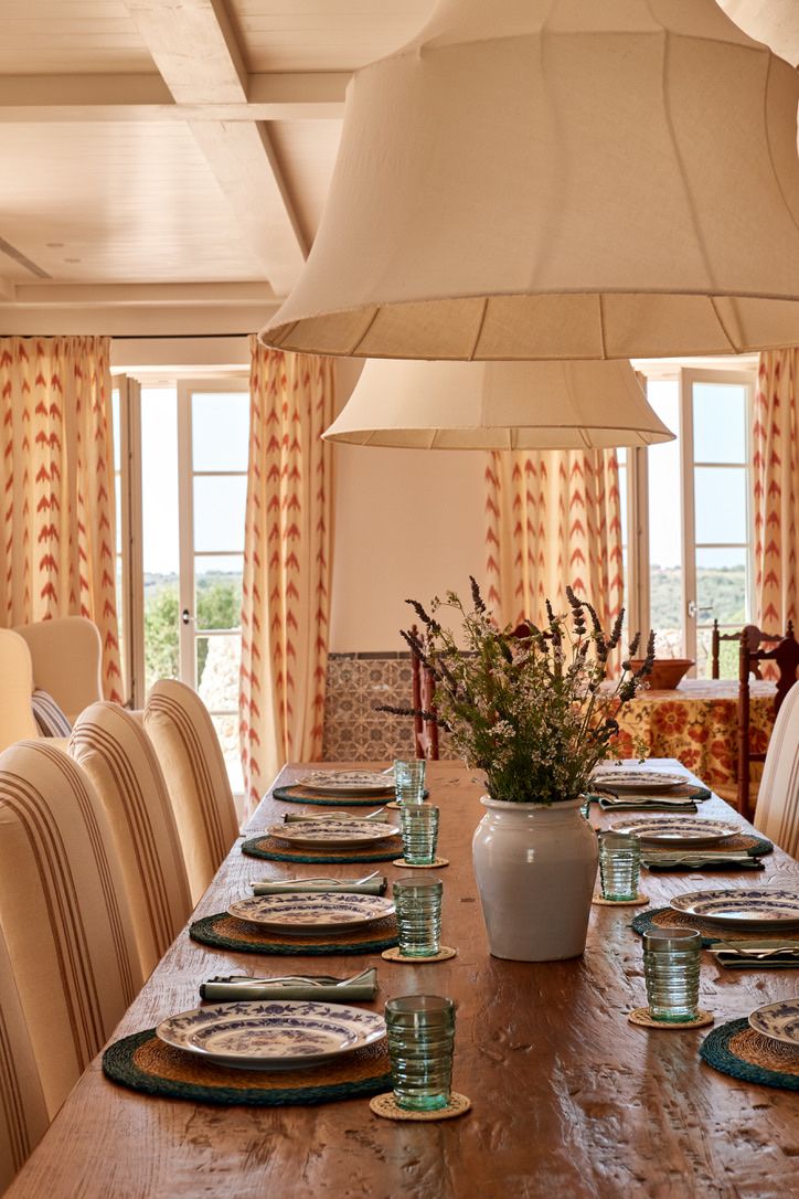 The dining table laid for lunch